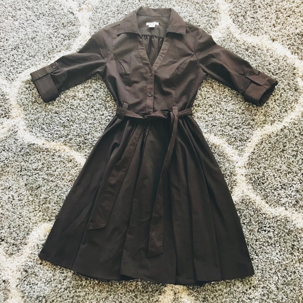 Forever Collared Brown Shirt Dress